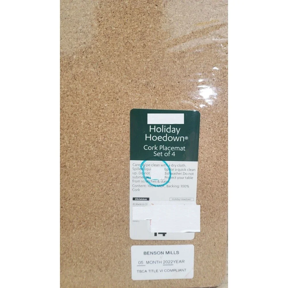 Set of 4 Hard Square Placemats with cork back (14